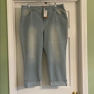 CHICO’S Fabulously Slimming Rhinestone Roll Cuff Crop Jeans-Sz 16-new